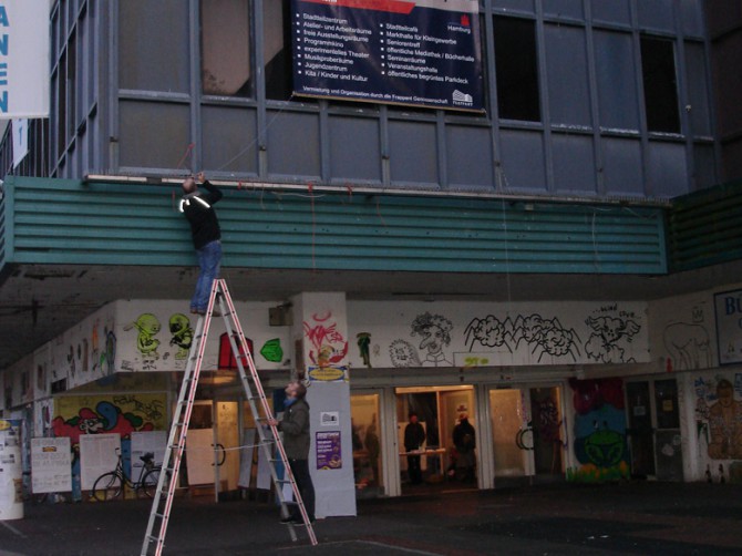 Transpi am alten Frappant-Gebäude